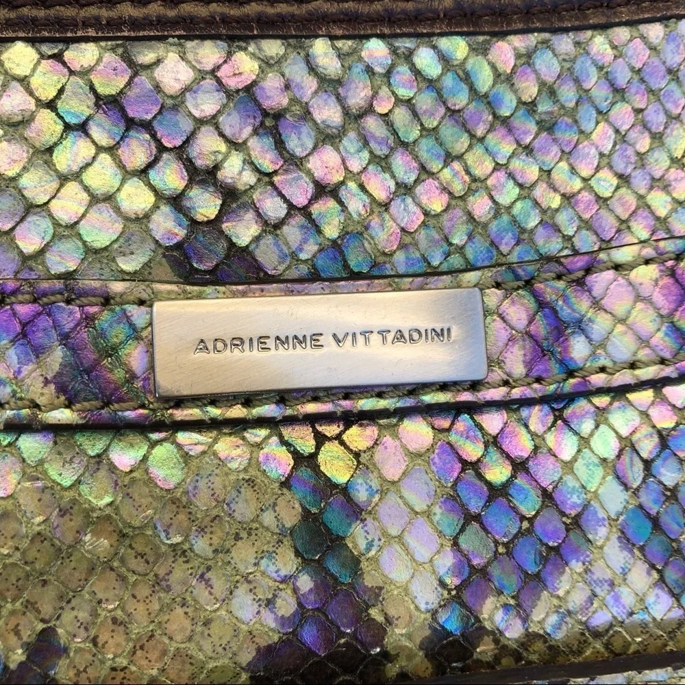 ADRIENNE VITTADINI GENUINE SNAKE SKIN PRINT LEATHER BAG GOLD HARDWARE